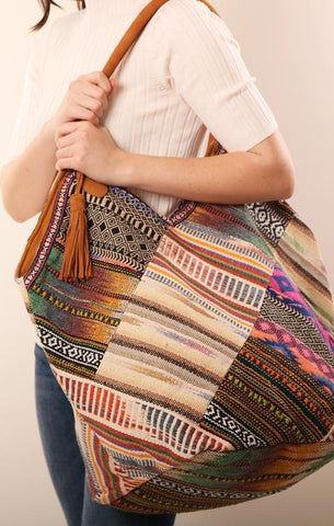 SACS À MAIN GRAND SAC À MAIN BOHO TAPIS BRODÉ MULTICOLORE SAC À MAIN BOHO BEACH