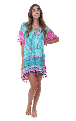 Surf Gypsy par vintage havana beach cover up robes tunique boho style cravate teinte