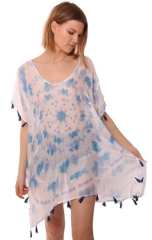 ROBES VINTAGE HAVANA TIE DYE GLAND TRIM BEACH COVER UP