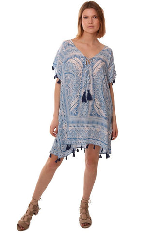 ROBES VINTAGE HAVANA À LACETS IMPRIMÉS GLAND BOHO BEACH COVER UP