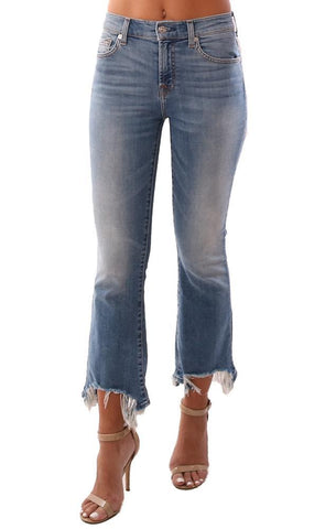 7 FOR ALL MANKIND DENIM CHEVILLE OURLET DÉTRUIT JEAN SKINNY BLEU