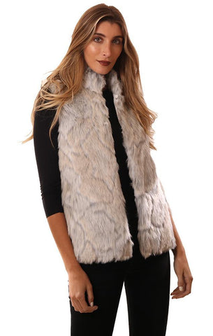 BB DAKOTA VESTS OPEN FRONT SOFT FAUX FUR GREY COZY VEST