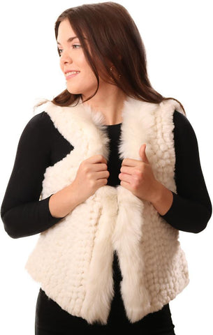 METRIC VESTS SOFT FAUX FUR IVORY COZY VEST