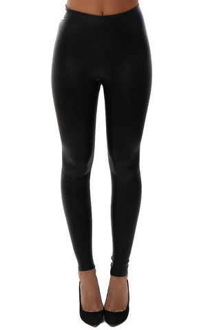 LEGGINGS COMMANDO TAILLE HAUTE CUIR VÉGAN NOIR SKINNY CHIC LEGGING SANS COUTURE