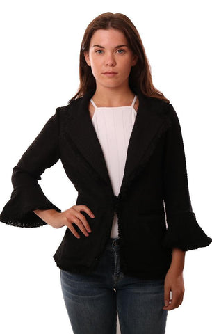 VESTES CUPCAKES ET CACHEMIRE MANCHES CLOCHES MANCHETTES BORDS À FRANGES VESTE BOUCLE NOIRE