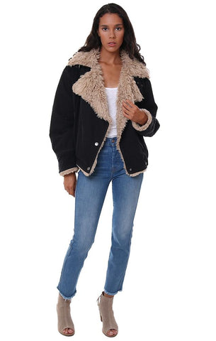 FREE PEOPLE JACKETS FAUX FUR LINED COLLARED BLACK FALL COAT