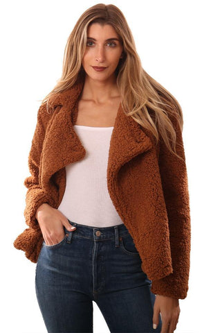 BB DAKOTA VESTES COL EN FAUSSE FOURRURE MARRON COSY TEDDY COAT