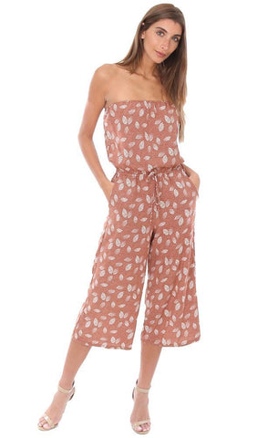 VERONICA M JUMPSUITS STRAPLESS CROPPED CULOTTE FLOWY RUST PRINTED JUMPER