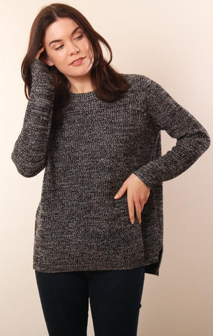 525 SWEATERS LONG SLEEVE COMFY BLACK KNIT COTTON PULLOVER