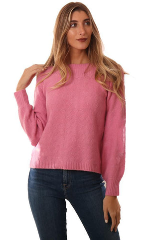 PULL BB DAKOTA COL BATEAU PULL EN MAILLE ROSE