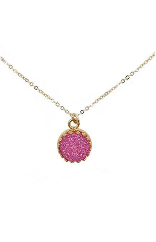 NECKLACES GOLD FILLED ROUND PINK DRUZY JEWELRY