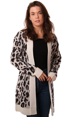 BB DAKOTA CARDIGANS OUVERT DEVANT IMPRIMÉ ANIMAL IVOIRE NOIR TRICOT CARDI