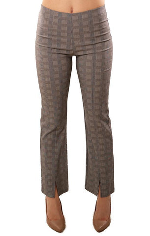 PANTALON CLARA SUNWOO FENTE CHEVILLE CENTRE COUTURE CARREAUX STRETCH PULL ON PANTALON