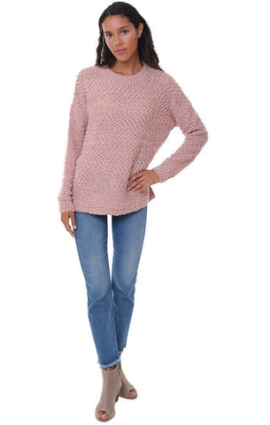 PULLS PULL FLUFFY MANCHES LONGUES COSY CHAUD AUTOMNE PULL ROSE