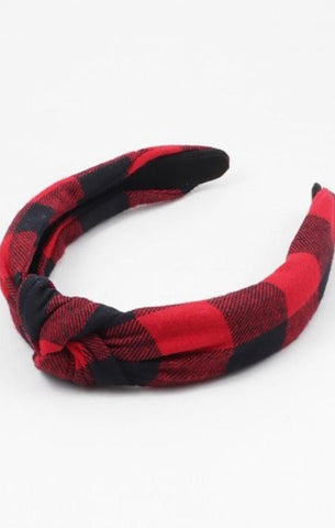 BANDEAU TOP NOEUD MENTHE EXCLUSIF BUFFALO PLAID FLANELLE ROUGE ET NOIR