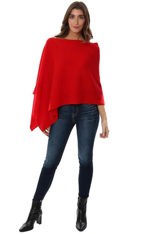 TOPPERS EN CACHEMIRE TOPPER PONCHO EN TRICOT SUPERPOSÉ ROUGE DOUX