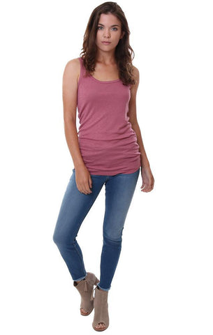 MICHAEL STARS TOPS LIGHTWEIGHT SCOOP NECK PINK LAYERING TANK TOP