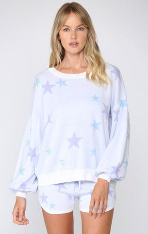 STAR KNIT PULL FATE BLEU ET VIOLET DOUX PRINTEMPS SHORTS ENSEMBLES