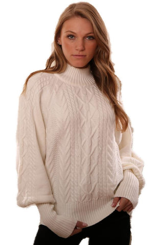 PULLS DO AND BE MANCHES BULLE PULL TRICOT BLANC