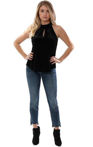 VERONICA M TOPS HALTER NECK BLOUSE DÉBARDEUR EN VELOURS NOIR