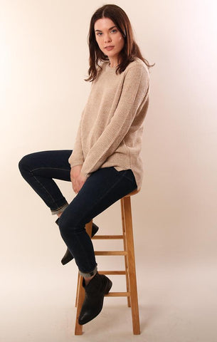 525 SWEATERS LONG SLEEVE COMFY KHAKI KNIT COTTON PULLOVER