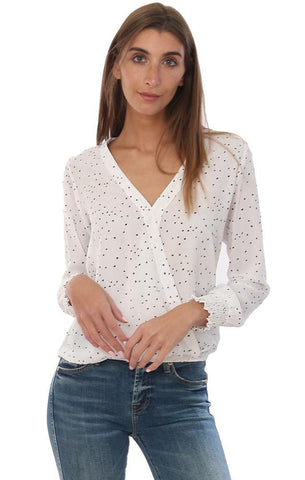 VERONICA M TOPS MANCHES LONGUES MANCHES LONGUES COL V CROISÉ DEVANT CHEMISE IMPRIMÉE COEUR