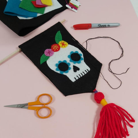 Candy Skull pennant flag template craft tutorial