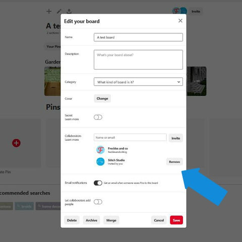 Pinterest remove collaborator