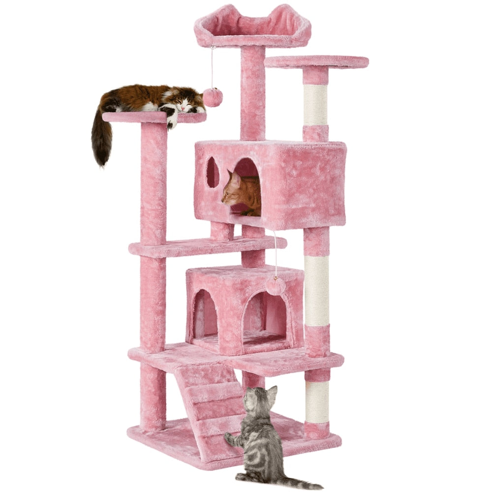 Double Condo Cat Tree with Scratching Post Tower