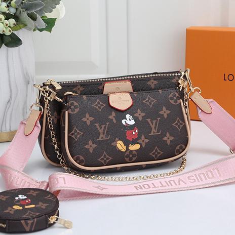 Louis Vuitton LV Women Fashion Leather Crossbody Shoulder Bag Satchel Set Two Piece