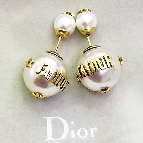 DIOR Fashion Women Letter Bee Pearl Earrings Jewelry