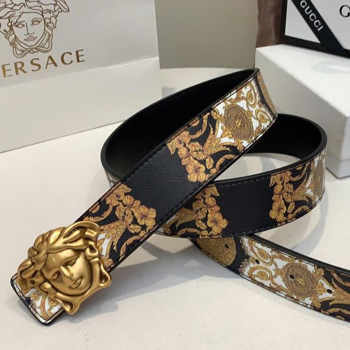 Versace High Quality Popular Woman Men Fashion Smooth Buckle Leather Belt