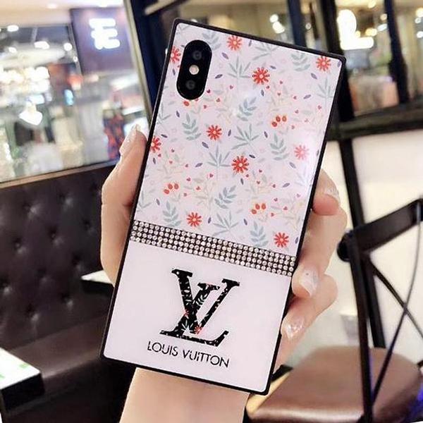 DIOR LV Flower Series Popular Glass Shining Diamond iPhone Phone Cover Case For iphone 7 7plus 8 8pl