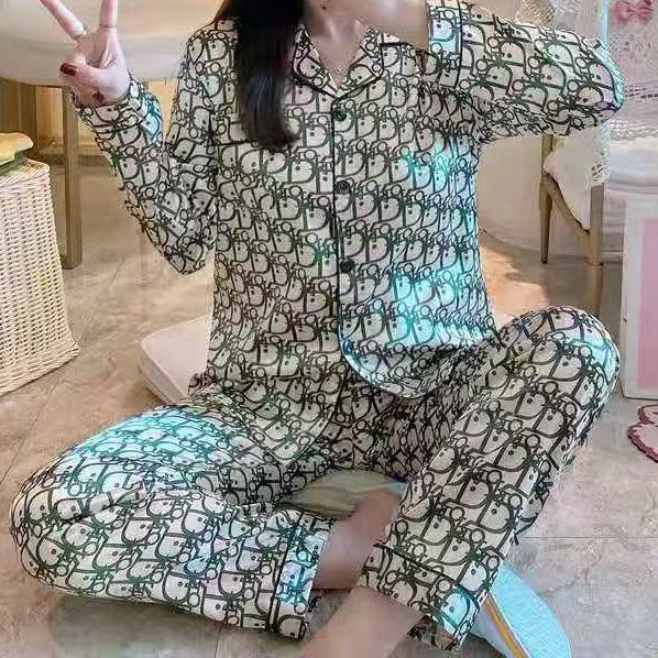 Dior Fashion Woman Print Pajamas Leisure Wear Set Two Piece