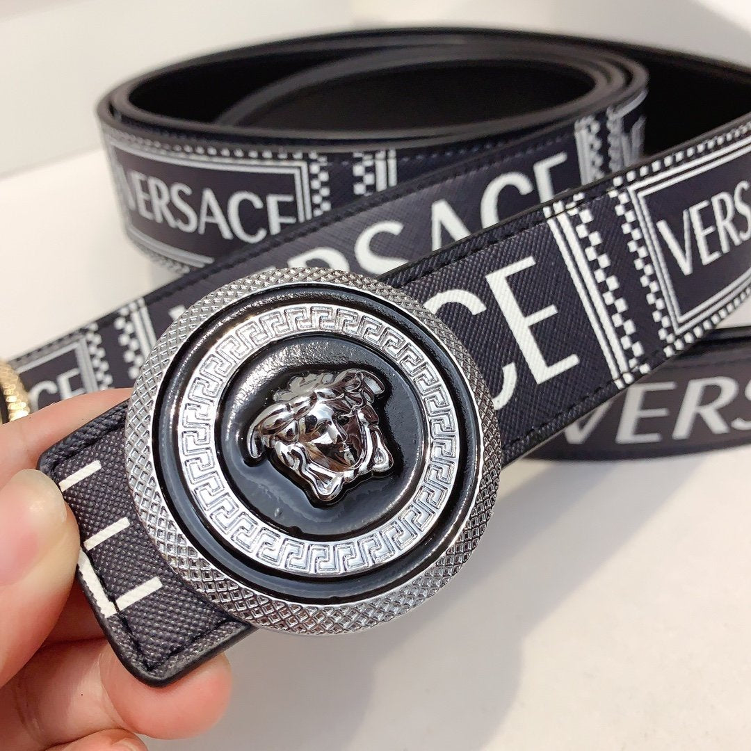 Versace High Quality Popular Woman Men Fashion Smooth Buckle Leather Belt