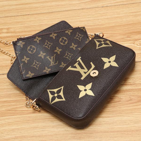 Louis Vuitton LV Women Fashion Shopping Satchel Crossbody Purse Wallet Two Piece Set