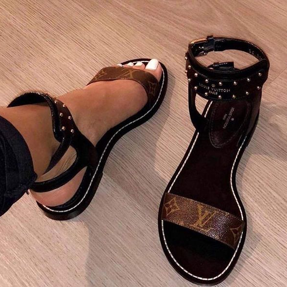 Louis Vuitton LV Women Leather Fashion Sandals Flat Shoes