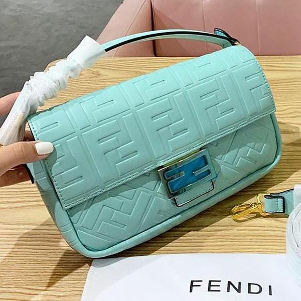 Fendi Fashion New More Letter Leather Shoulder Bag Women Crossbody Bag Mint Green