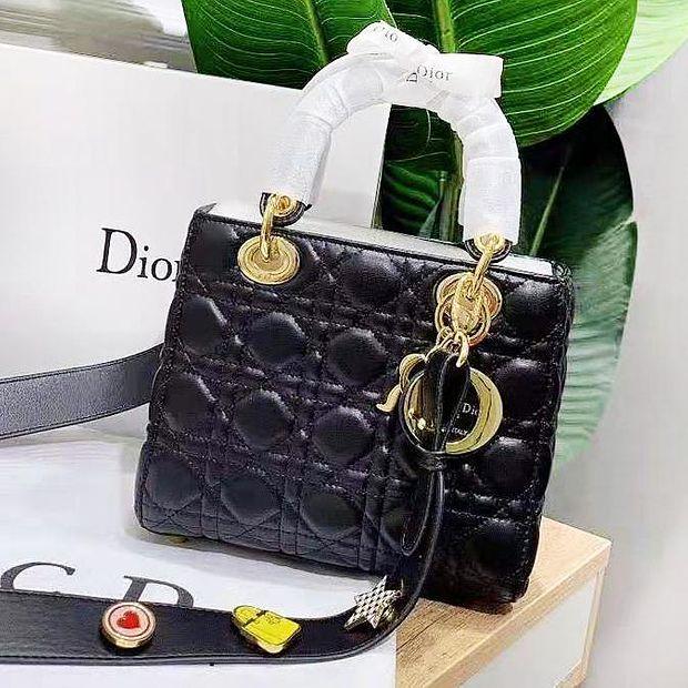 Dior fashion leather high quality shoulder bag Black