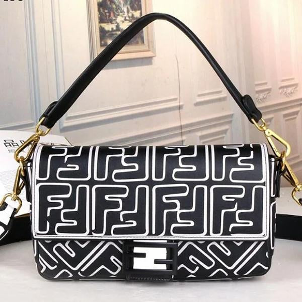 FENDI Women Leather Tote Crossbody Satchel Shoulder Bag Handbag