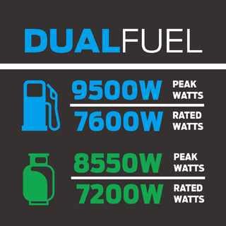 dual fuel capability to run off propane or gas
