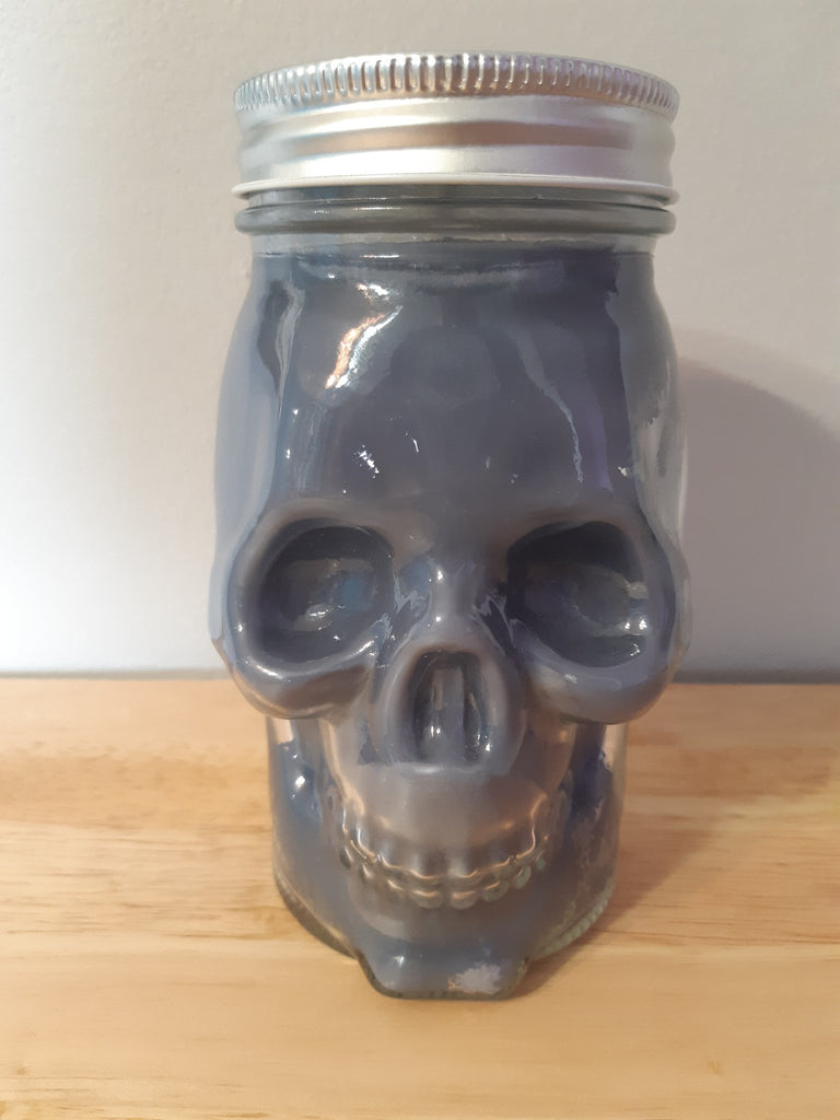 Smokey Grey Bourbon Skull Candle Blue Banana Market