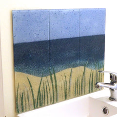 Seascape splashback cloakroom scheme