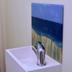 Seascape splashback basin cloakroom