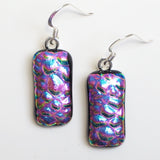 Pink dichroic glass fused glass earrings - Fired Creations