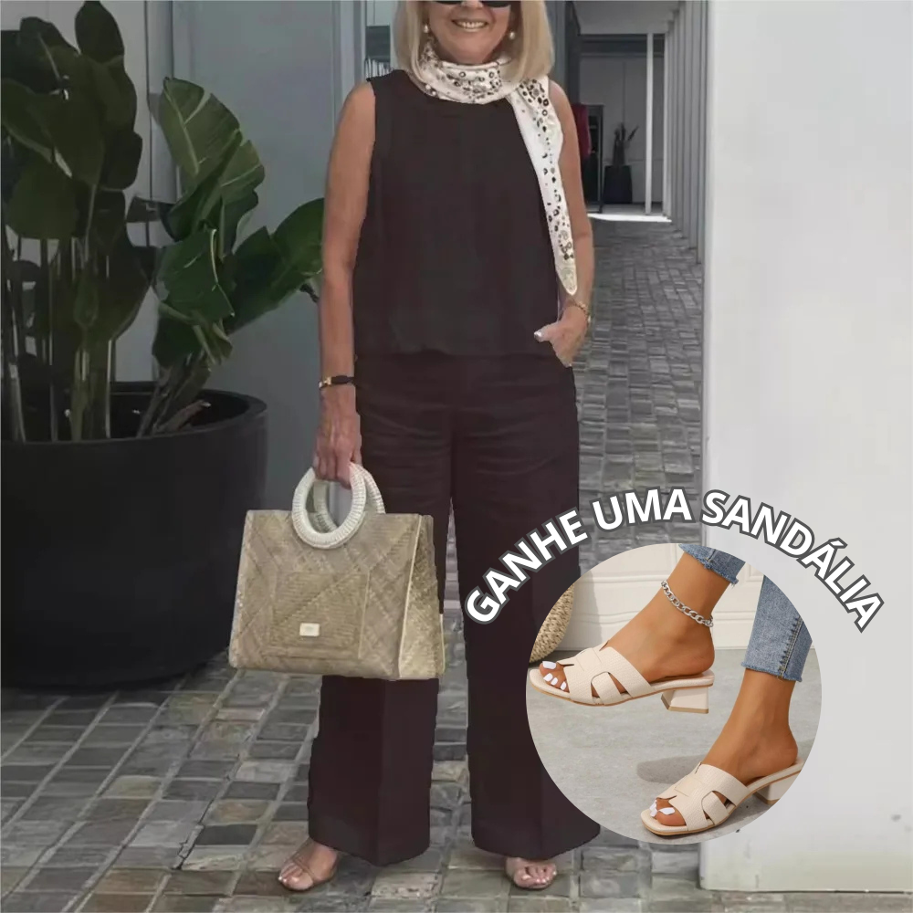 Conjunto Calça e Blusa Carmen + Sandália de Brinde 1