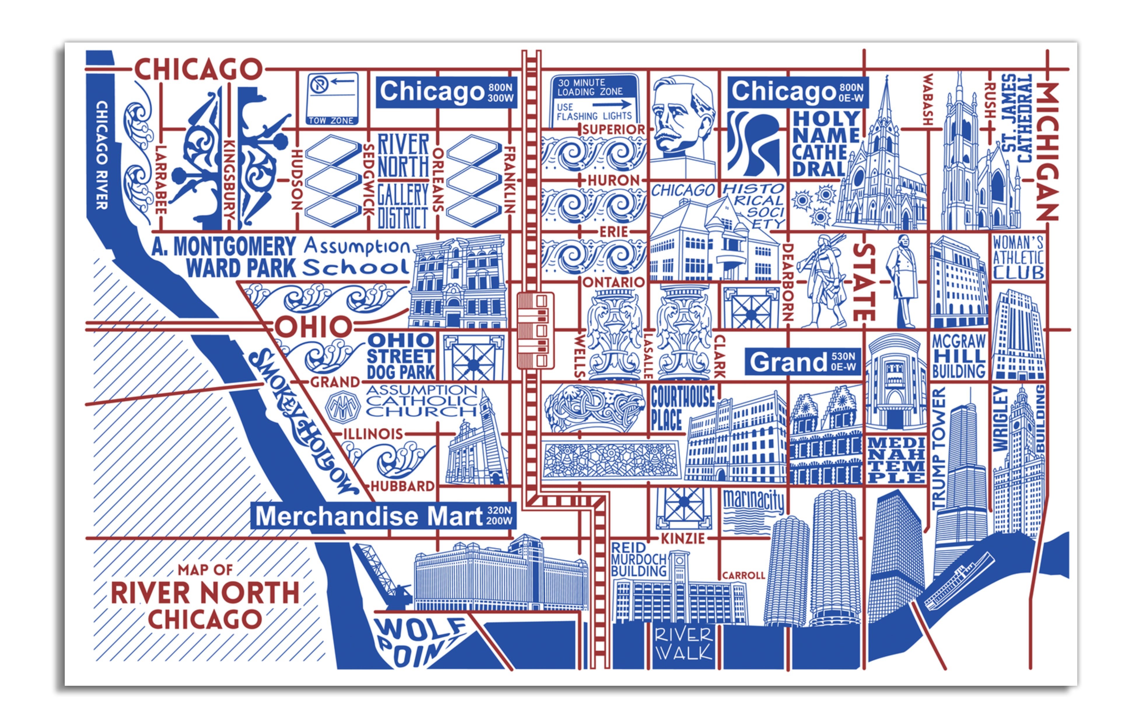 River North Chicago Map River North Map by Joe Mills   Galerie F
