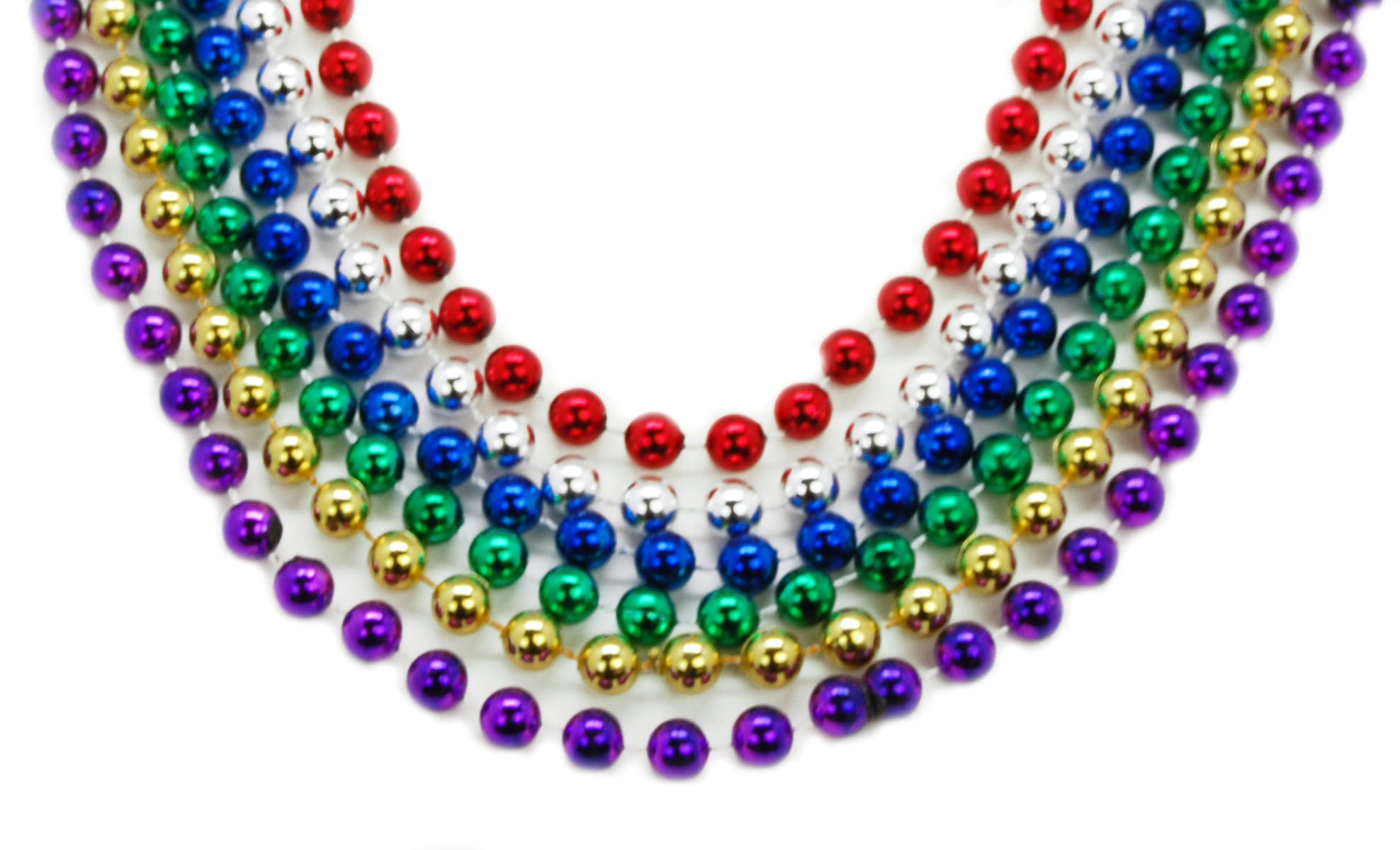 Rainbow Mardi Gras Beads - Jewelry - 48 Pieces, 24/2651