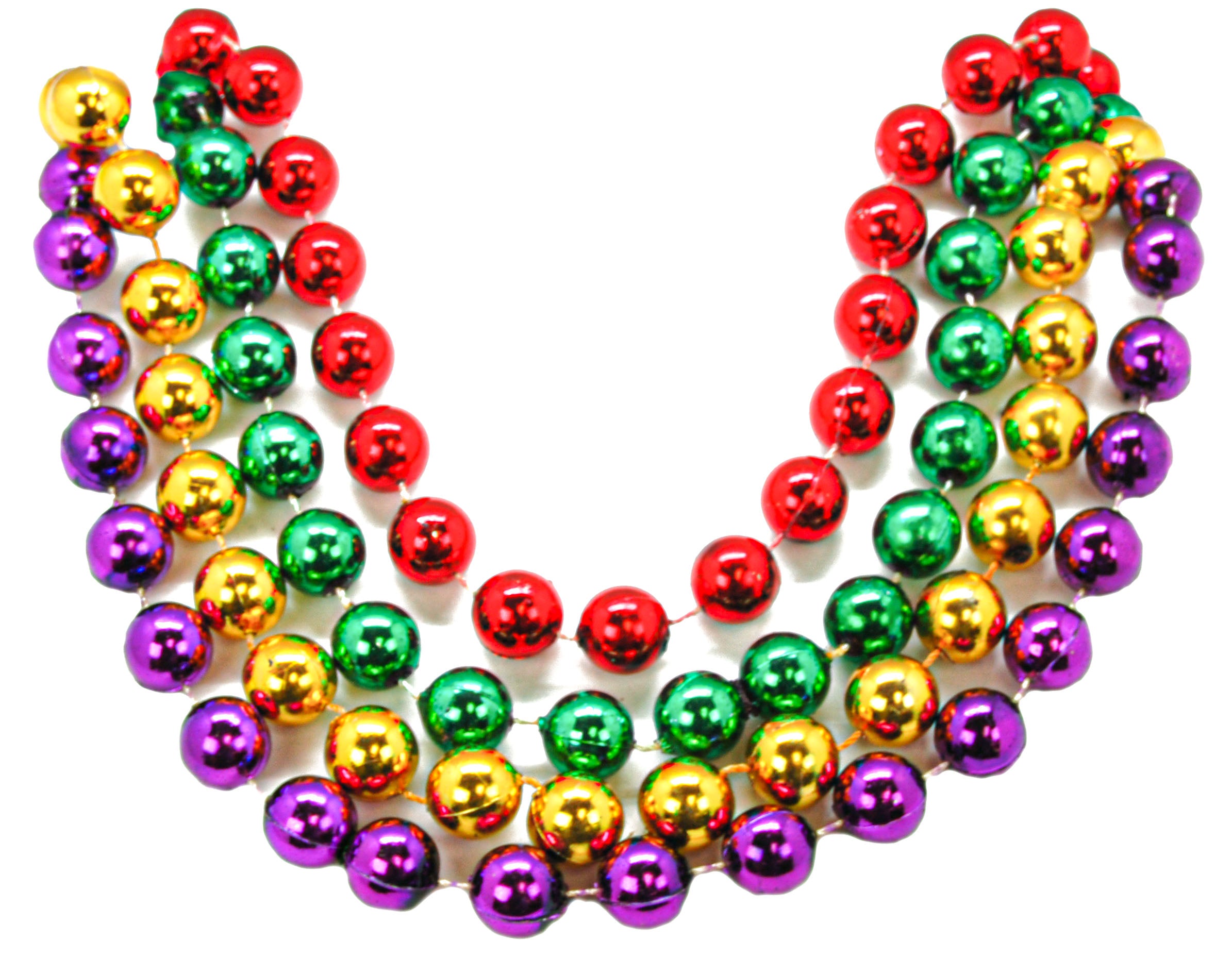 Tri-Color Mardi Gras Beads (4Dz) - Jewelry - 48 Pieces