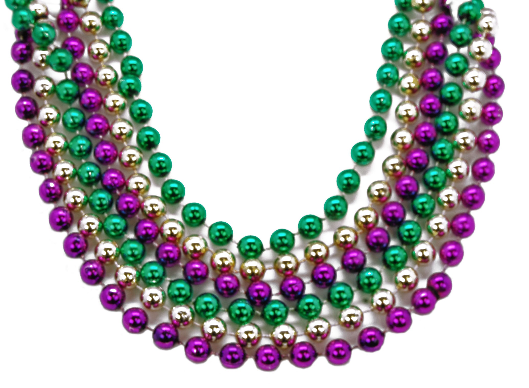 Assorted Bead Necklaces - Green, Gold, Purple - 30 100 in a package - OMG  Party Store